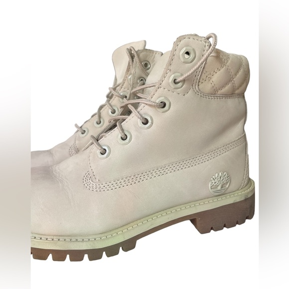 Timberland Lace Up Quilted top Premium Creme Taupe Boots Sz5 Sz37.5 - Picture 8 of 11